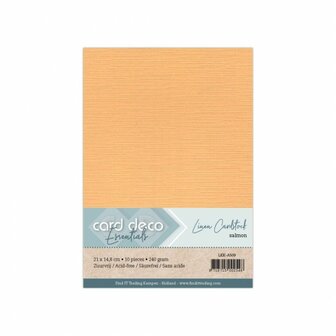 A5 zalm linnenkarton van Card Deco Essentials, 240 g/m&sup2;, pakje met 10 vellen