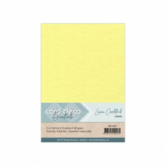 A5 cr&egrave;me linnenkarton van Card Deco Essentials, 240 g/m&sup2;, pakje met 10 vellen