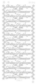 Stickervel 3016 CD Prettige kerstdagen Gelukkig Nieuwjaar goud of zilver