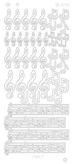 Stickervel 3076 CD Music Notes Platinum