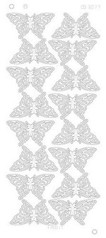 CD3077 Stickervel Butterflies Large Goud of zilver