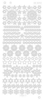 Stickervel 3092 CD Various Stars Snowflake goud of zilver