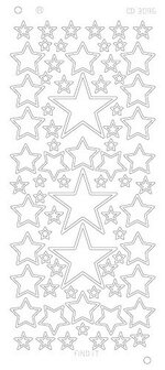 Stickervel 3096 CD Stars Various Sizes Platinum