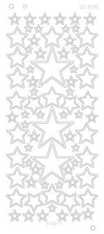 Stickervel 3096 CD Stars Various Sizes Platinum