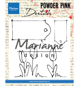 PP2801 - Marianne Design - Clear Stamp - Powder Pink &ndash; Tulips and Labels - 83x85mm