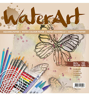 Water Art - Aquarelpapier 12 sheets / 30.5 x 30.5cm / 185 grs
