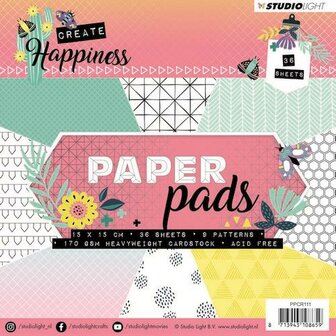 Studio Light Paper Pad 36 vel Create Happiness nr 111 PPCR111 15x15cm