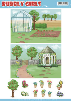 CD11286 Background Sheets - Yvonne Creations - Bubbly Girls - Gardening