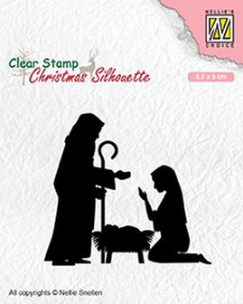 Nellies Choice Christmas Silhouette Clear stamps kerststal 2 CSIL007 55x50mm