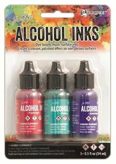 Ranger Alcohol Ink Kits  Beach Deco Flamingo/Patina/Amethyst TAK52548 Tim Holtz 3x15ml