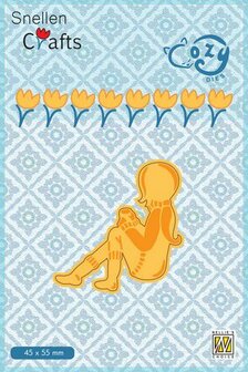 SCCOD007 Nellie's Choice Cozy dies meisje en kat  45x55mm