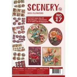 POS10017 Push Out book Scenery 17 - Red Flowers