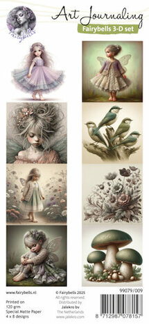 009 Fairybells 3-D setje Fairies groen-lila-zalm