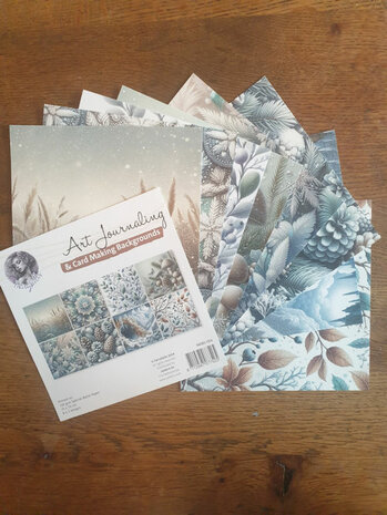 004 Fairybells Art Journaling & Card Making Backgrounds Set Winter Blauw 2