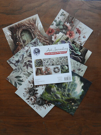 008 Fairybells Art Journaling & Card Making Backgrounds Set Fairies groen-lila-zalm