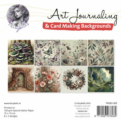 008 Fairybells Art Journaling & Card Making Backgrounds Set Fairies groen-lila-zalm