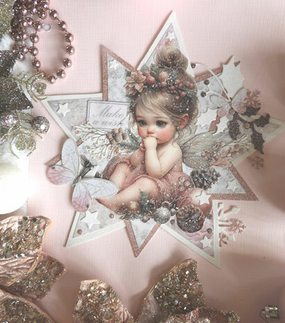 012 Fairybells Art Journaling & Card Making Backgrounds Set Kerst Roze