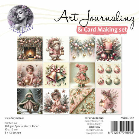 012 Fairybells Art Journaling & Card Making Backgrounds Set Kerst Roze