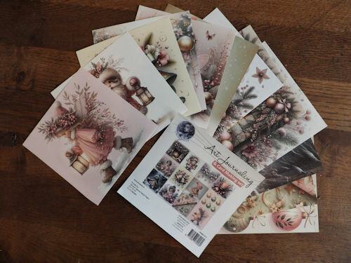 012 Fairybells Art Journaling & Card Making Backgrounds Set Kerst Roze