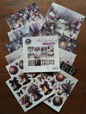 015 Fairybells Art Journaling & Card Making Backgrounds Set Kerst Paars