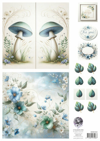 Fairybells blauw combi knipvellen 3 stuks voor pop-up en decoupage