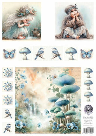 Fairybells blauw combi knipvellen 3 stuks voor pop-up en decoupage