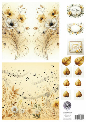 Fairybells geel combi knipvellen 3 stuks voor pop-up en decoupage
