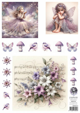 Fairybells lila combi knipvellen 3 stuks voor pop-up en decoupage