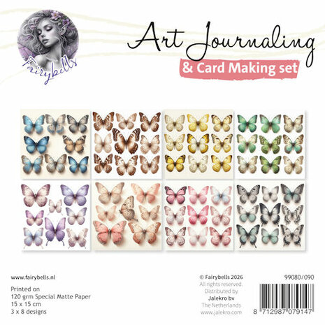 090 Fairybells Art Journaling & Card Making Backgrounds Set Kleurrijke vlinders