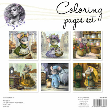 005 Fairybells Coloring Pages kleurplaten Set 5 (20x20 cm) met ingekleurd voorblad