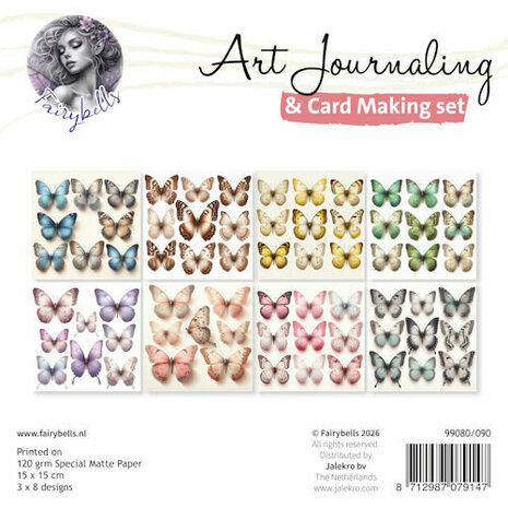 Fairybells Art Journaling & Card Making Backgrounds Set Kleurrijke vlinders