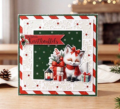 3D Pushout Sheet - Berries Beauties - Furry Christmas Friends - Christmas White Fox