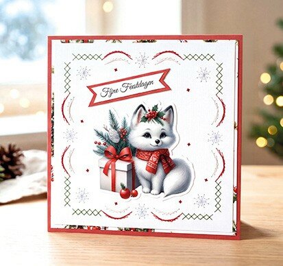 3D Pushout Sheet - Berries Beauties - Furry Christmas Friends - Christmas White Fox