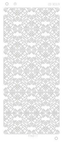 Stickervel 3069 CD Flower Corners Platinum
