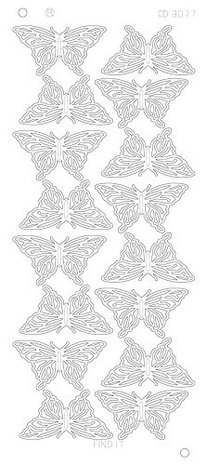 CD3077 Stickervel Butterflies Large Goud of zilver