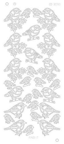 Stickervel 3090 CD X-mas birds Platinum