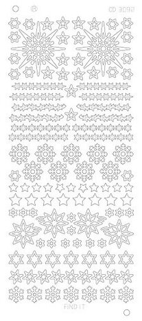 Stickervel 3092 CD Various Stars Snowflake goud of zilver