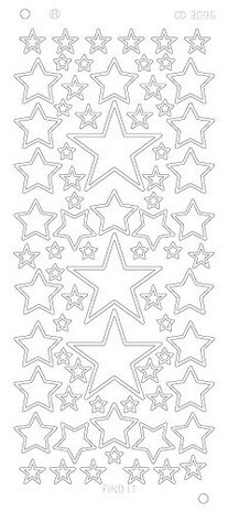Stickervel 3096 CD Stars Various Sizes Platinum