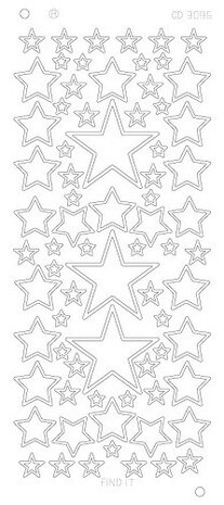 Stickervel 3096 CD Stars Various Sizes Platinum