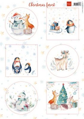 VK9580 Marianne D Decoupage vellen Christmas Forest A4