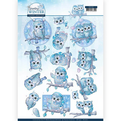 CD11401 - HJ17601 3D Knipvel - Yvonne Creations - Sparkling Winter - Winter Owls