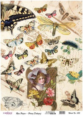 Cadence rijstpapier Vintage - vlinders Model No: 083 8699036725470