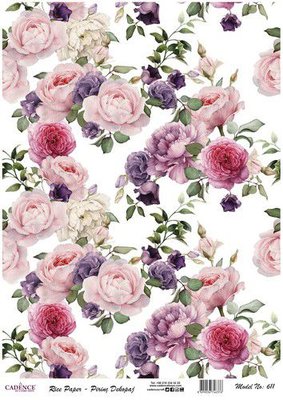 Cadence rijstpapier vintage rozen roze en lila Model No: 611 8699036746376