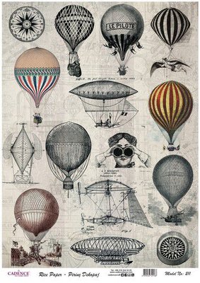 Cadence rijstpapier vintage luchtballonnen Model No: 211 8699036729188