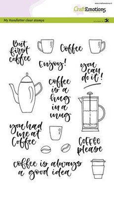 CraftEmotions clearstamps A5 - handletter - Coffee please (Eng) Carla Kamphuis (03-20)