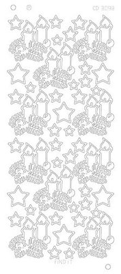 CD3098 Card Deco Stickervel - Xmas Candles goud of zilver