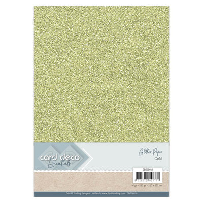 CDEGP010 Card Deco Essentials Glitter Paper Gold A4 230 grs 6 vel