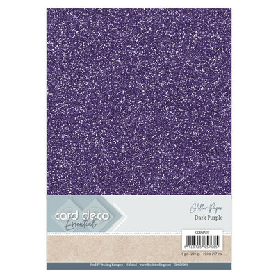 CDEGP001 Card Deco Essentials Glitter Paper Dark Purple A4 230 grs 6 vel