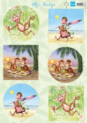 Marianne Design Knipvell Hetty's Monkeys HK1710 A4 6 designs