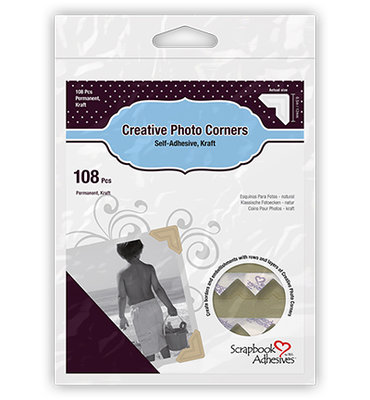 3L Scrapbook Adhesives - Photo Corners - Kraft - Permanent Adhesive 12mm